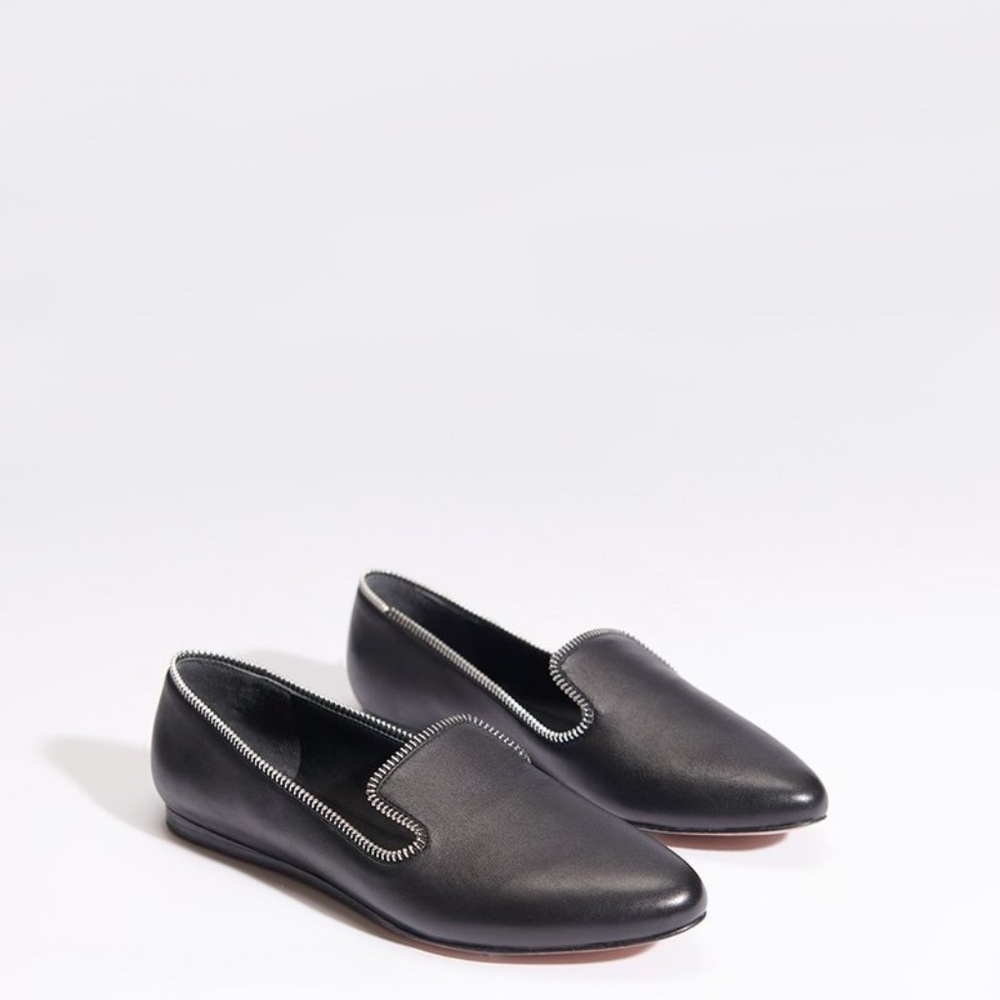 Veronica Beard Black Leather and Zipper Griffin Loafer, NWOT, Size 10